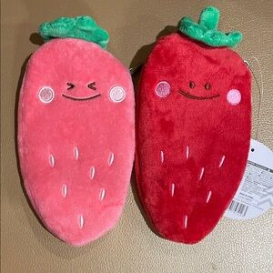 Daiso Pink and Red Strawberry Cosmetic Bags